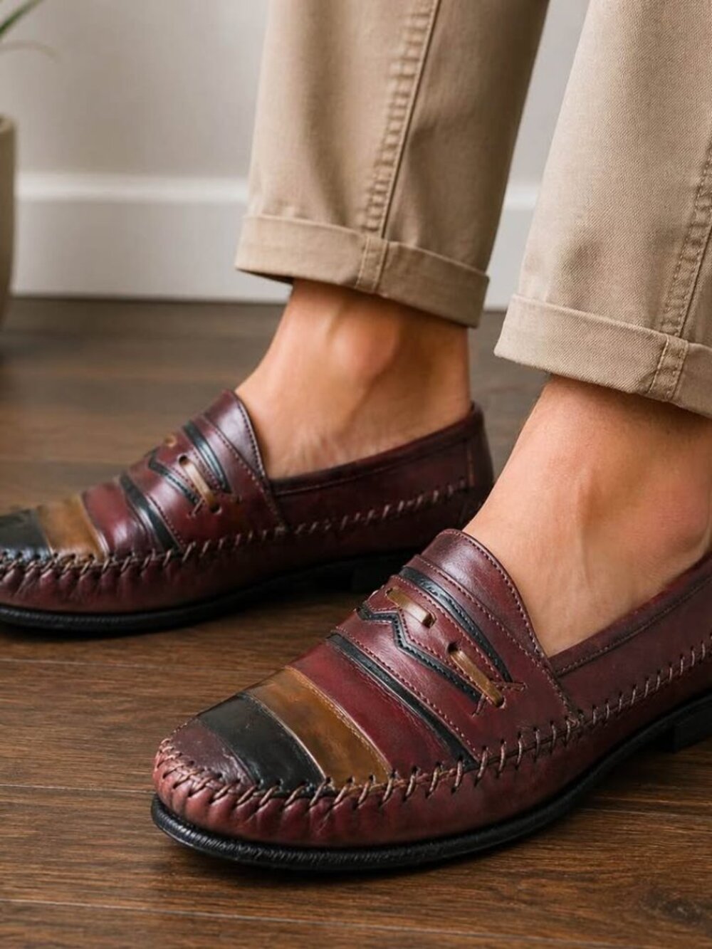 Giorgio Brutini Le Glove Shoes Mens 7.5W Brown Slip On Leather Loafer Moc Toe